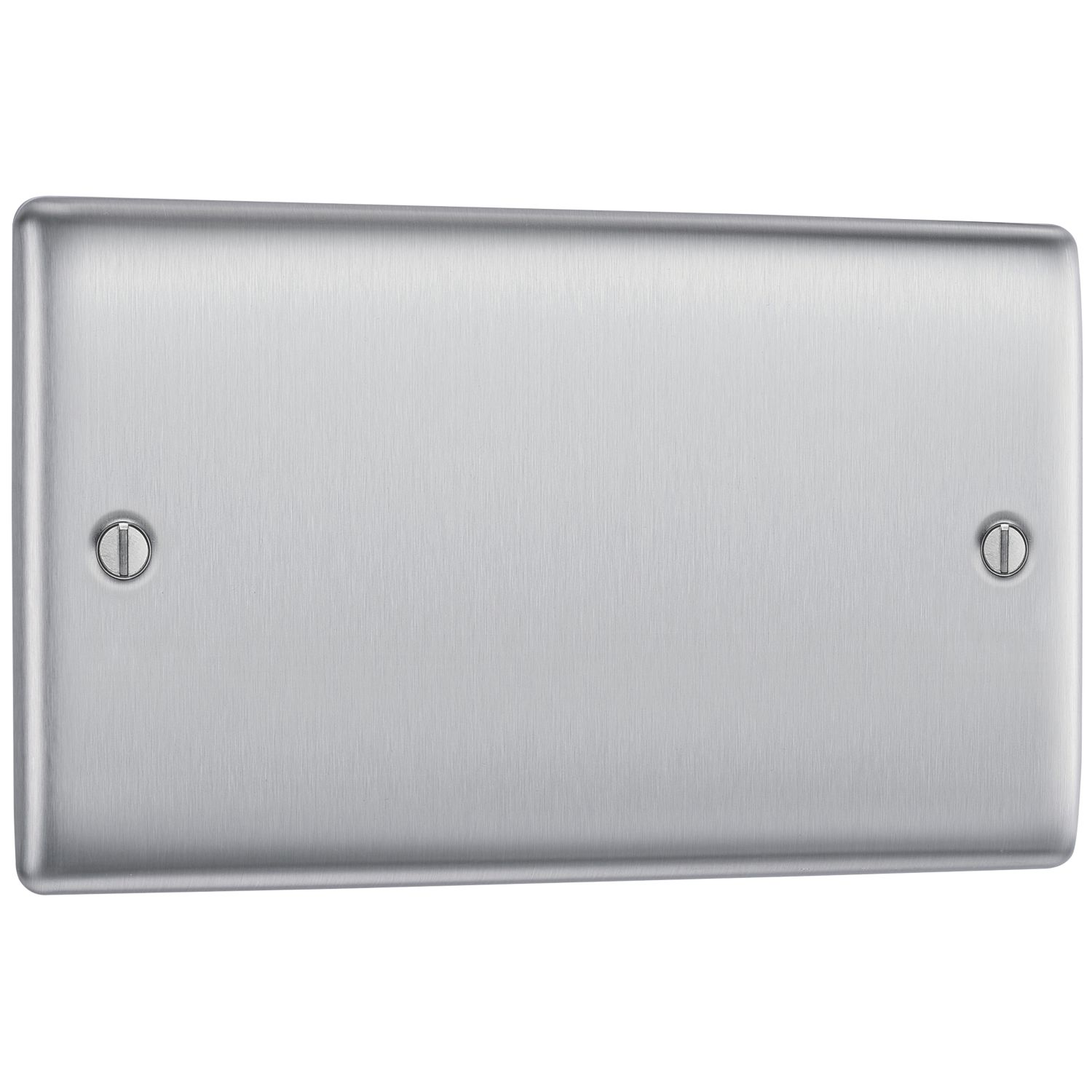 British General Nexus Metal 2-Gang Blanking Plate Brushed Steel (321XF)
