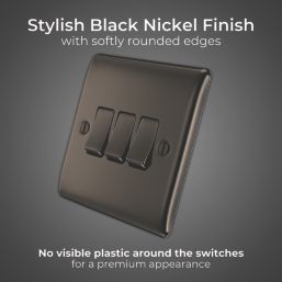 British General Nexus Metal 10AX 3-Gang 2-Way Light Switch  Black Nickel
