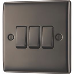 British General Nexus Metal 10AX 3-Gang 2-Way Light Switch  Black Nickel