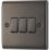 British General Nexus Metal 10AX 3-Gang 2-Way Light Switch  Black Nickel