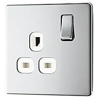 LAP  13A 1-Gang DP Switched Socket Polished Chrome  with White Inserts