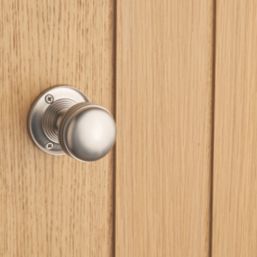 Designer Levers Ringed Mortice Door Knob Pair Satin Nickel 64mm