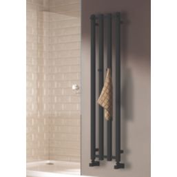 Reina 1200mm x 260mm 1372BTU Black Flat Designer Towel Radiator