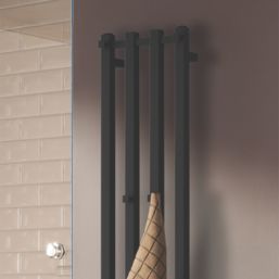 Reina 1200mm x 260mm 1372BTU Black Flat Designer Towel Radiator