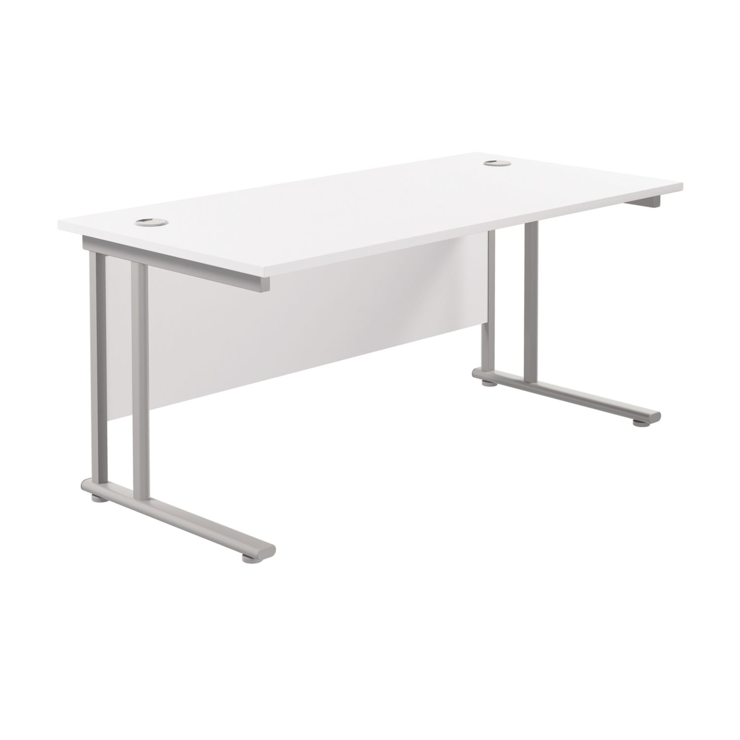 TC Group Aztec Twin Upright Rectangular Office Desk White/Silver 1800mm x 800mm (322TT)