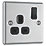 LAP  13A 1-Gang SP Switched Plug Socket Brushed Stainless Steel  with Black Inserts