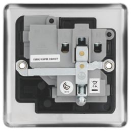 LAP  13A 1-Gang SP Switched Plug Socket Brushed Stainless Steel  with Black Inserts