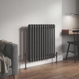 Flomasta 600mm x 605mm 2087BTU Anthracite Horizontal 2 Column Radiator