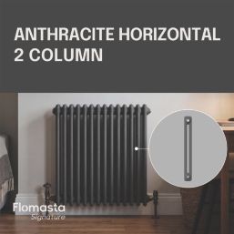 Flomasta 600mm x 605mm 2087BTU Anthracite Horizontal 2 Column Radiator