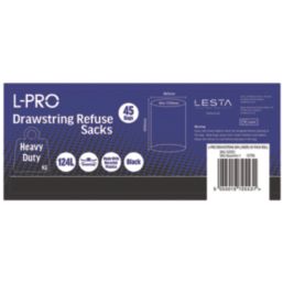 L-PRO  Black Bin Liners 124Ltr 45 Pack