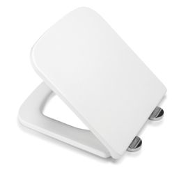 Croydex Leven Flexi-Fix Soft-Close with Quick-Release Square Toilet Seat Thermoset Plastic White