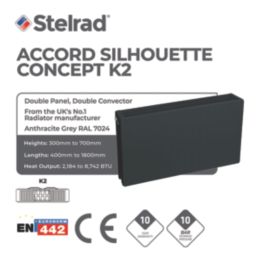 Stelrad 600mm x 1200mm 6517BTU Grey Type 22 Convector Radiator