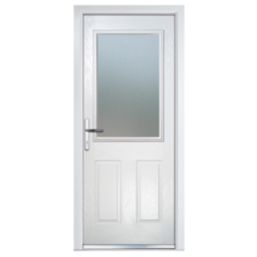 Crystal  2-Panel 1-Light Left or Right-Handed White Composite Front Door 2055mm x 920mm