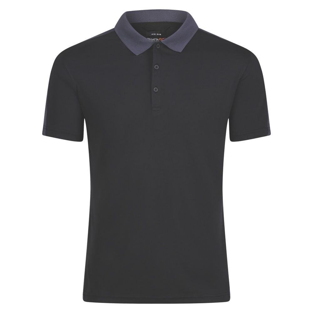 Regatta Contrast Coolweave Polo Shirt Black / Seal Grey Large 46