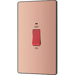 British General Evolve 45A 2-Gang 2-Pole Cooker Switch Copper with LED with Black Inserts