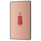 British General Evolve 45A 2-Gang 2-Pole Cooker Switch Copper with LED with Black Inserts