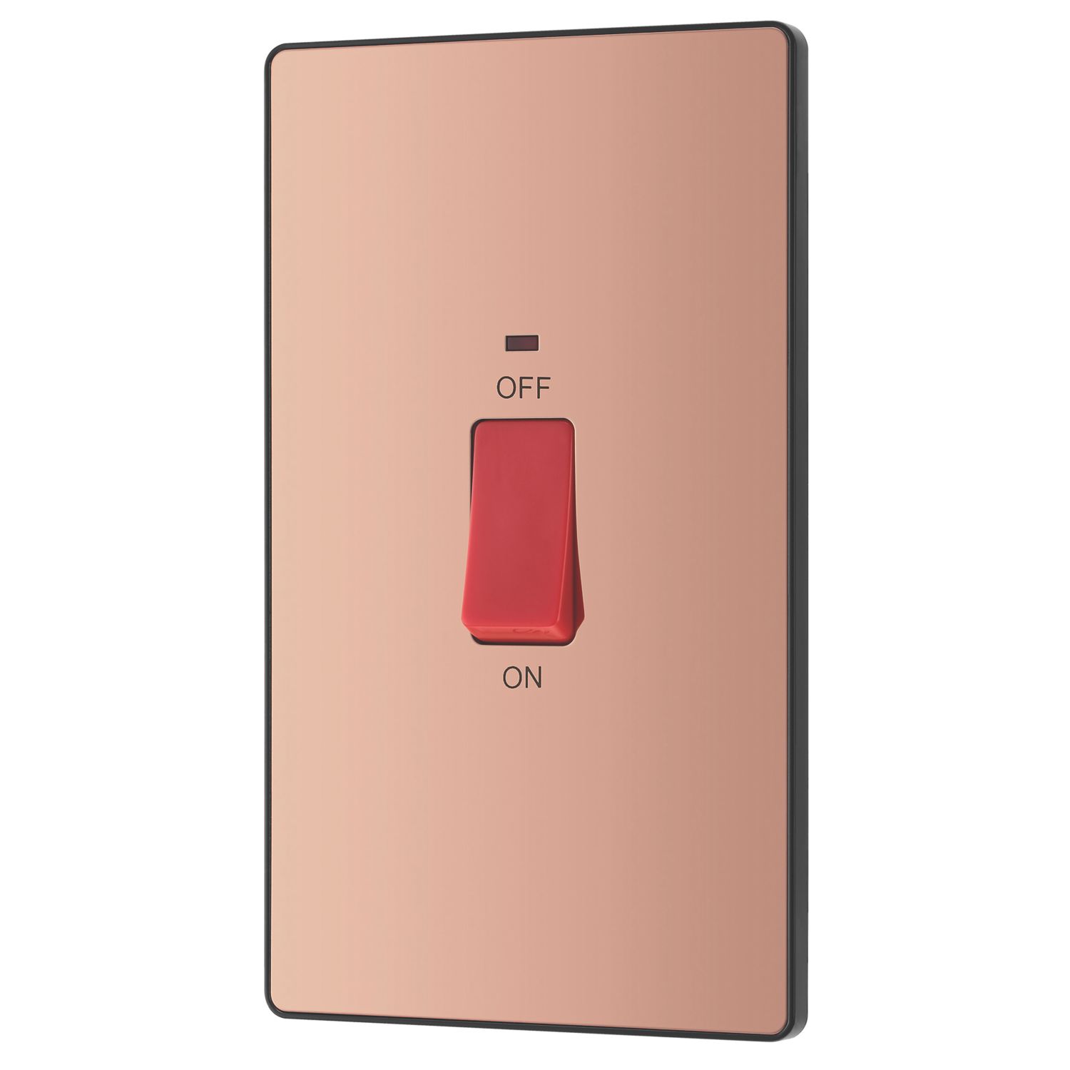 British General Evolve 45A 2-Gang 2-Pole Cooker Switch Copper with LED with Black Inserts (323PY)