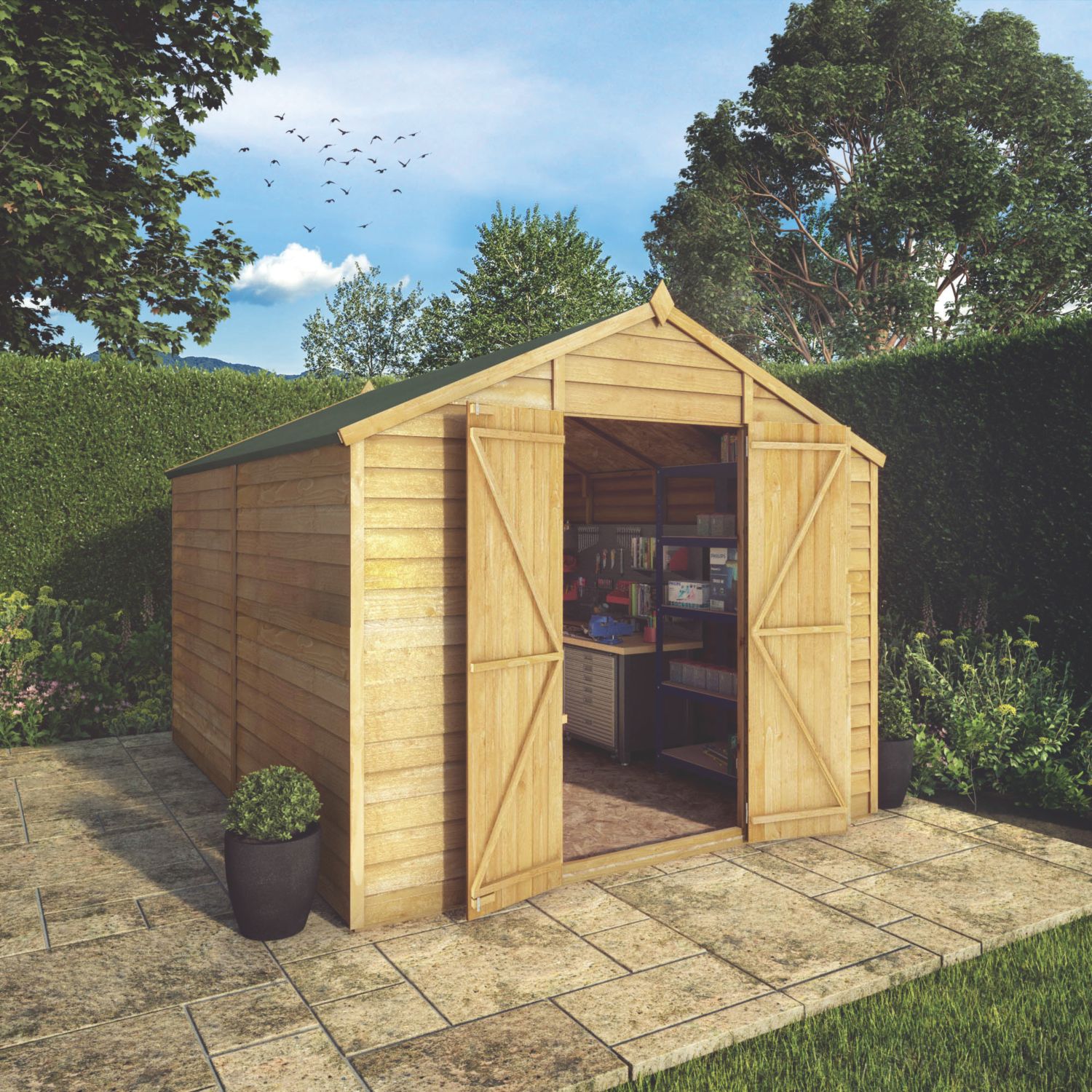 Mercia Windowless 7' 6" x 9' 6" (Nominal) Apex Overlap Timber Shed (323YL)