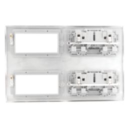 British General Nexus Metal 13A 4-Gang DP Combination Plate Brushed Steel with Grey Inserts