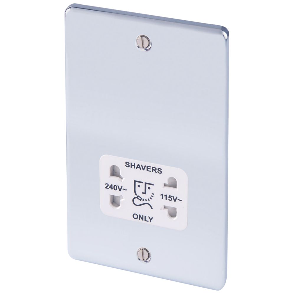 LAP 2-Gang Dual Voltage Shaver Socket 115 / 240V Polished Chrome with ...