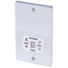 LAP  2-Gang Dual Voltage Shaver Socket 115 / 240V Polished Chrome with White Inserts