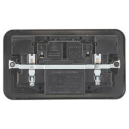 Knightsbridge  13A 2-Gang SP Switched Metal Clad Socket + 5A 20W 2-Outlet Type A & C USB Charger with Black Inserts