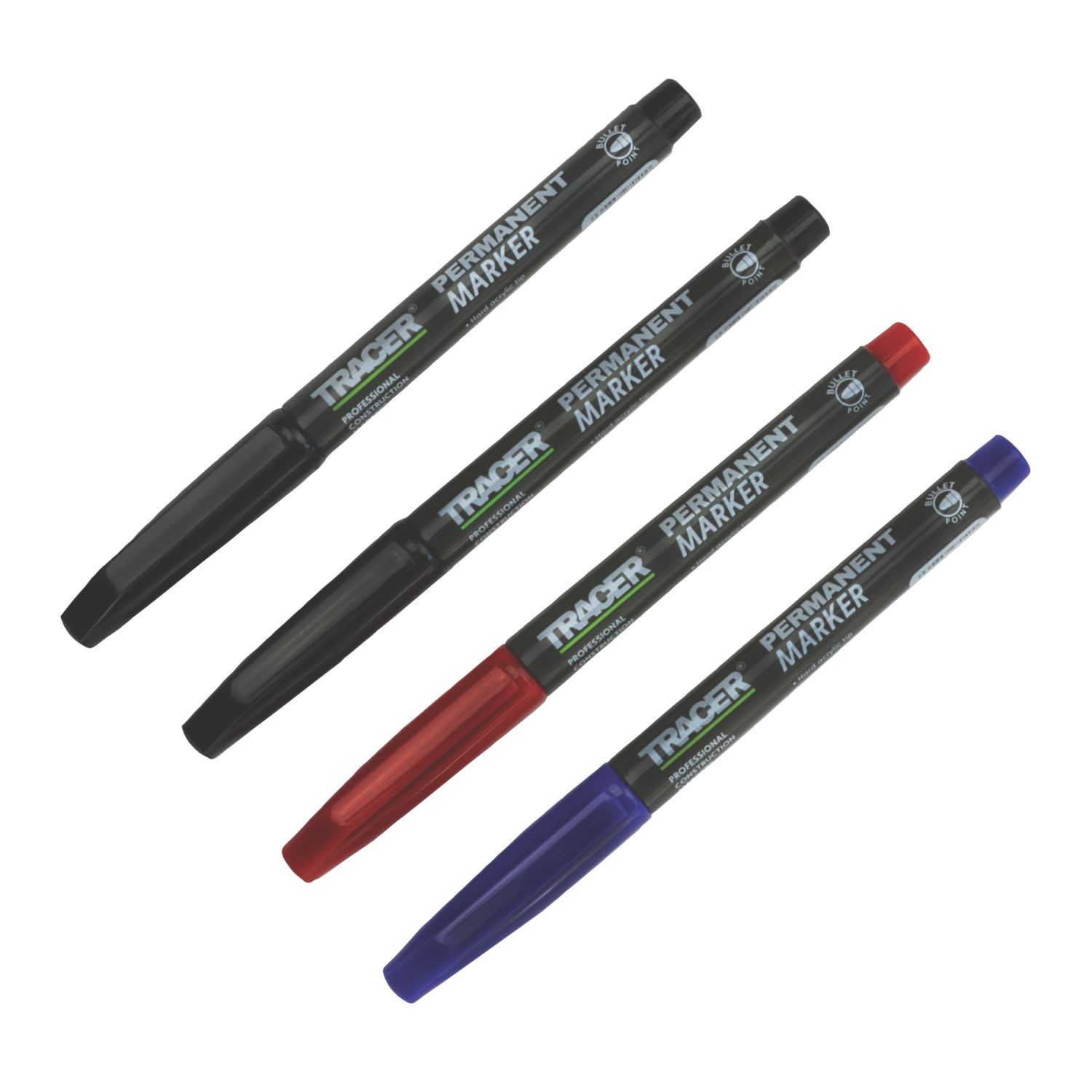 TRACER Medium Tip Mixed Colours Permanent Marker 4 Piece Set (324FW)