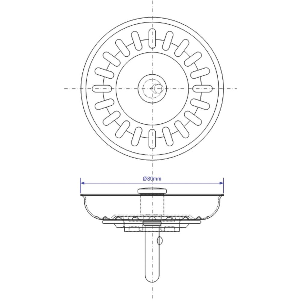 McAlpine Mini Basket Sink Strainer Waste With Overflow - FMBSWSS85