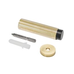 Eclipse Cylindrical Knurled Wall Mounted Projection Door Stop 20 x 83mm Satin Brass