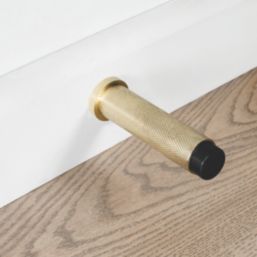 Eclipse Cylindrical Knurled Wall Mounted Projection Door Stop 20 x 83mm Satin Brass