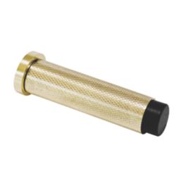 Eclipse Cylindrical Knurled Wall Mounted Projection Door Stop 20 x 83mm Satin Brass