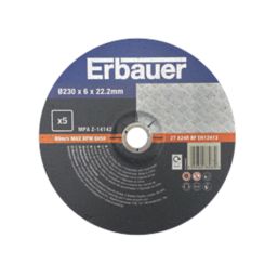 Erbauer  Metal Grinding Discs 9" (230mm) x 6mm x 22.2mm 5 Pack