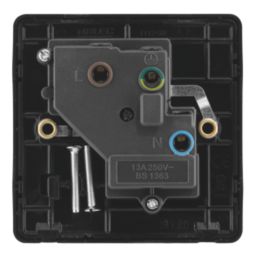 Arlec  13A 1-Gang SP Switched Socket Black  with Colour-Matched Inserts