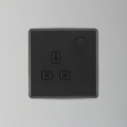 Arlec  13A 1-Gang SP Switched Socket Black  with Colour-Matched Inserts