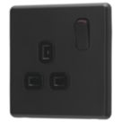 Arlec  13A 1-Gang SP Switched Socket Black  with Colour-Matched Inserts