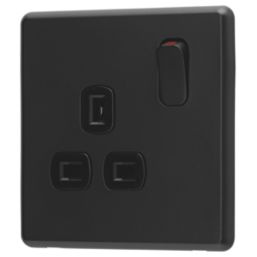 Arlec  13A 1-Gang SP Switched Socket Black  with Colour-Matched Inserts