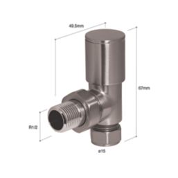 Towelrads  15mm x 1/2" Chrome Angled Designer Manual Radiator Valve & Lockshield  2 Pack