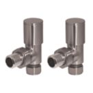 Towelrads  15mm x 1/2" Chrome Angled Designer Manual Radiator Valve & Lockshield  2 Pack