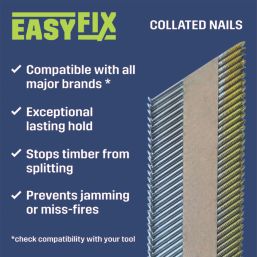 Erbauer Bright 34º Collated Nails Smooth Shank 3.1mm x 90mm 2200 Pack