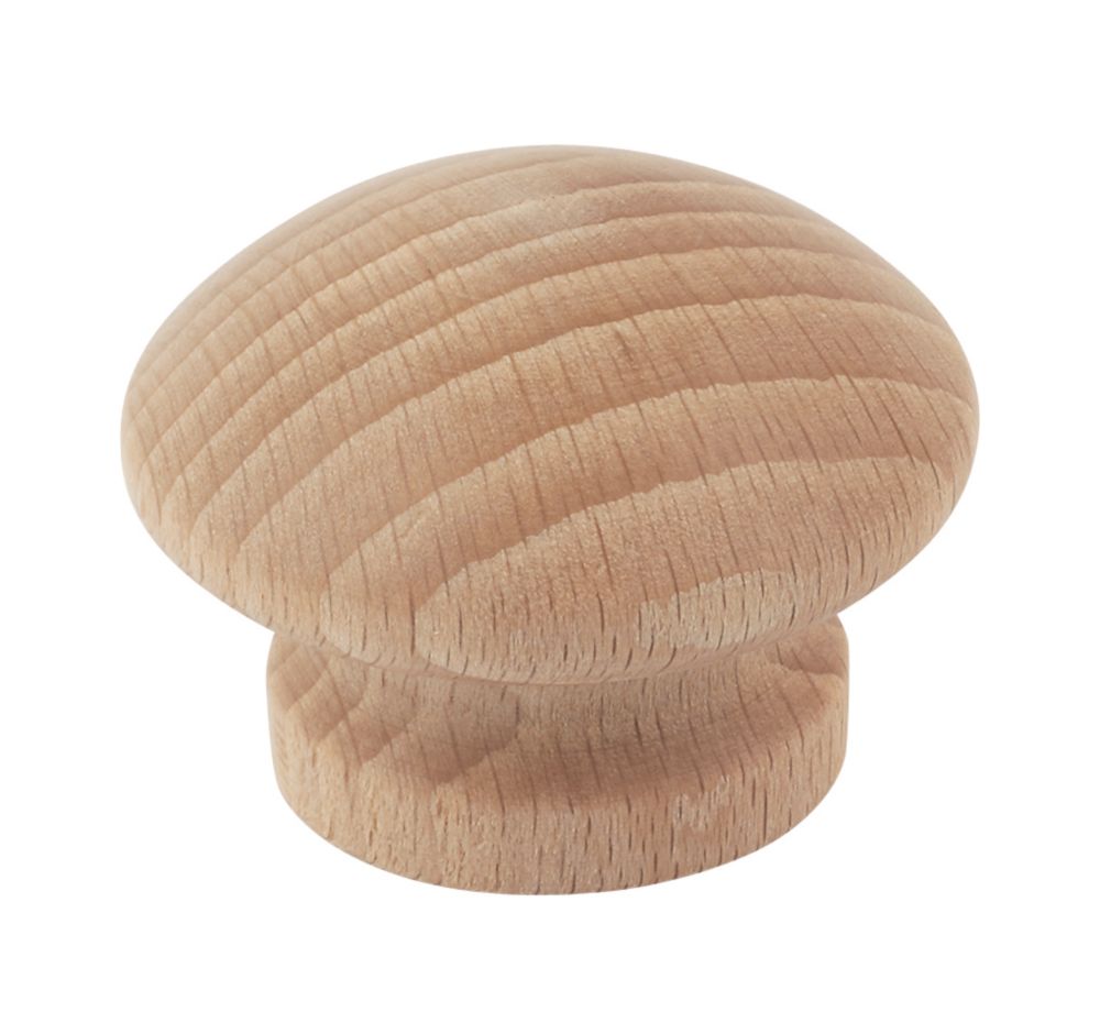 Traditional Cabinet Door Knobs Plain Beech 40mm 2 Pack