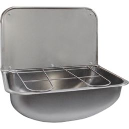 Cleaners Wall-Hung Basin with Grid & Splashback No Tap Holes 440mm