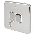 Schneider Electric Lisse Deco 13A Switched Fused Spur with LED Polished Chrome with White Inserts