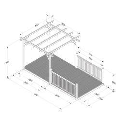 Forest Ultima 16' x 8' (Nominal) Flat Pergola & Decking Kit with 2 x Balustrades (2 Posts)