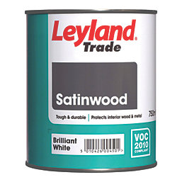 Leyland Trade  Satin Brilliant White Trim Paint 750ml