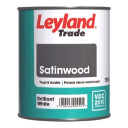 Leyland Trade 750ml Brilliant White Satinwood Solvent-Based Trim Paint