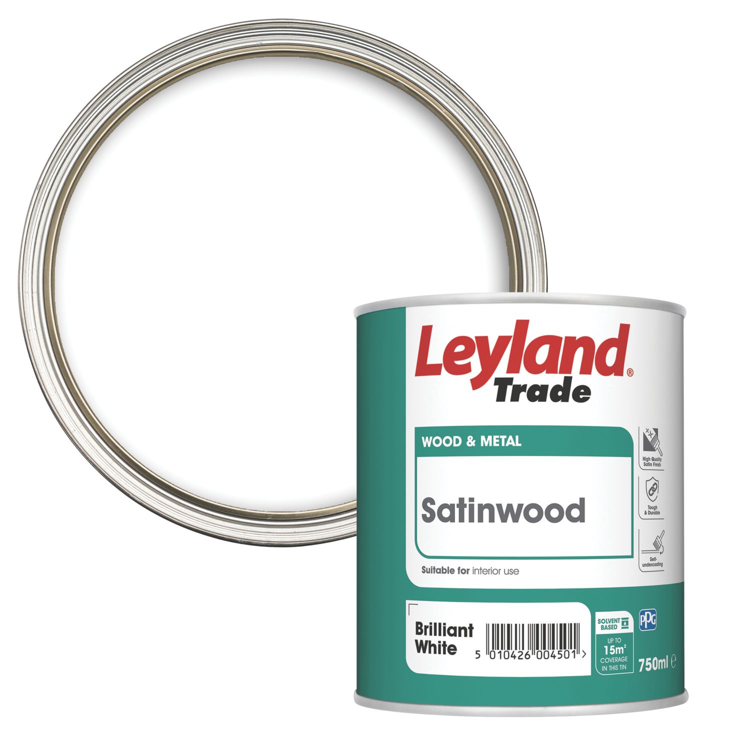 Leyland Trade 750ml Brilliant White Satinwood Solvent-Based Trim Paint (325HF)