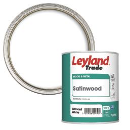 Leyland Trade  Satin Brilliant White Trim Paint 750ml