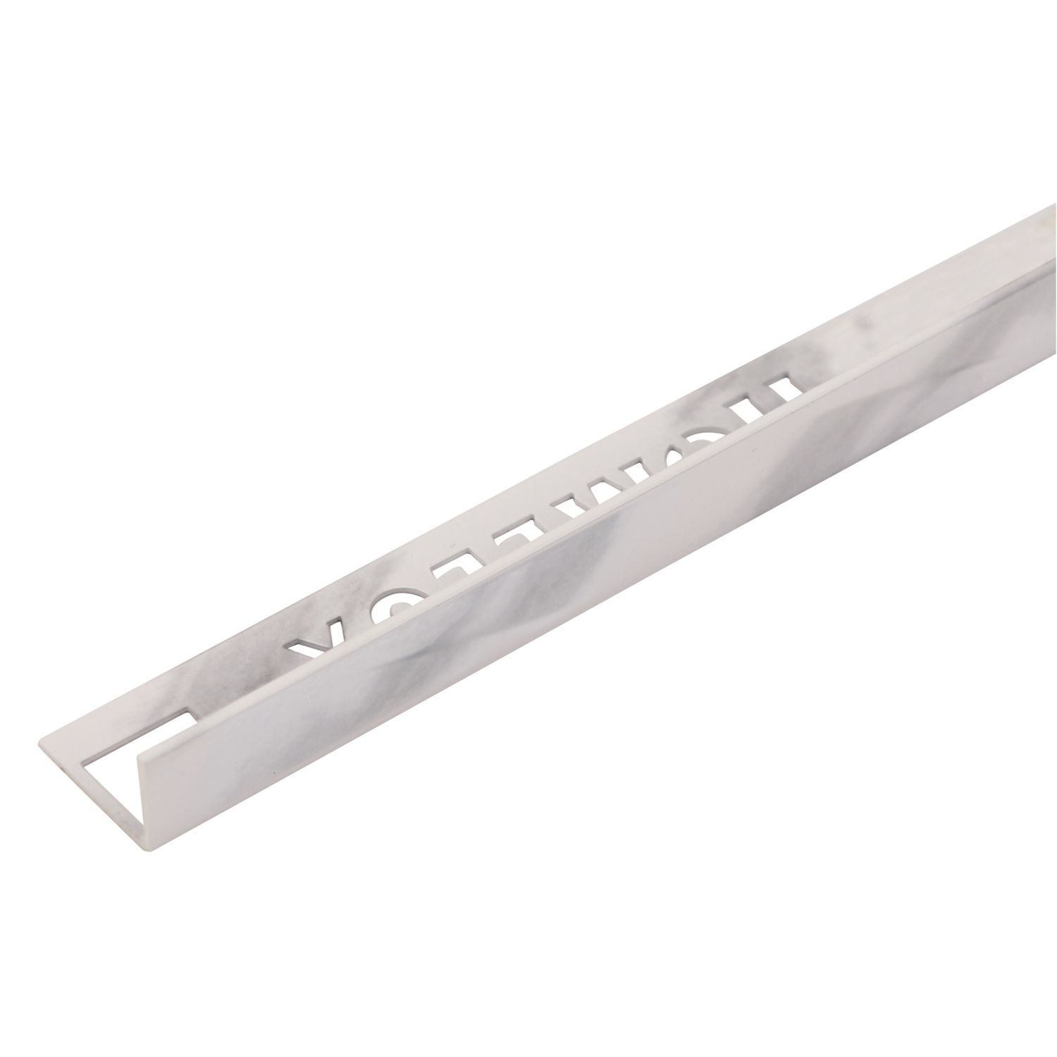 Homelux 9mm Straight Aluminium Tile Trim White Marble 2.5m (325JE)
