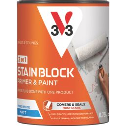 V33  750ml Pure White Matt Stain Block  Paint