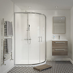 Framed Offset Quadrant Shower Enclosure Left & Right-Hand Opening Polished Silver-Effect/Clear 1000mm x 800mm x 1850mm